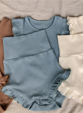 2022 Baby Girl New Clothes Set Soft Ribbed Cotton Bosyuit Sh