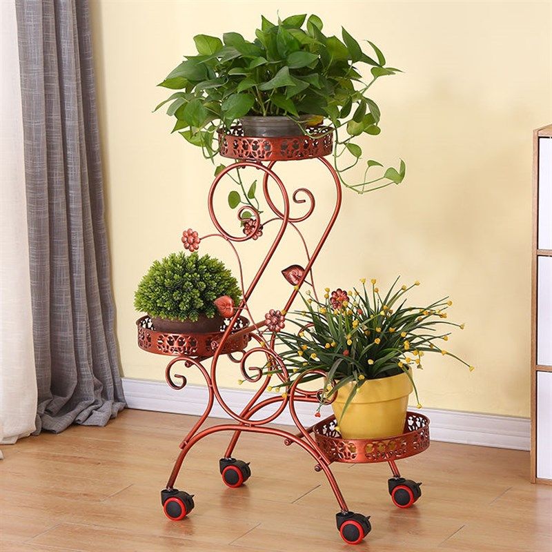 欧式铁艺多层可移动推拉花架子带轮落地式花盆架室内客厅阳台花架,住宅家具,花架/花几,淘宝优惠券,粉丝福利购,淘宝优惠卷