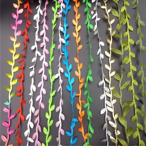 10yards Silk Leaf-Shaped Handmake Artificial Green Leaves fo