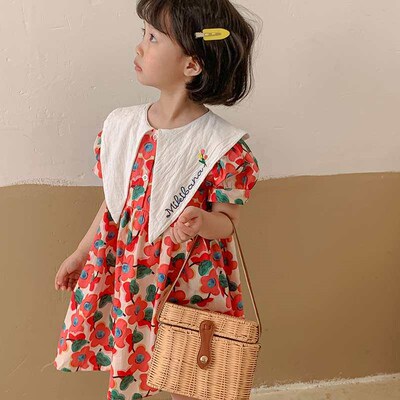 DuduCREA Korean childrens clothing large lapel embroidered