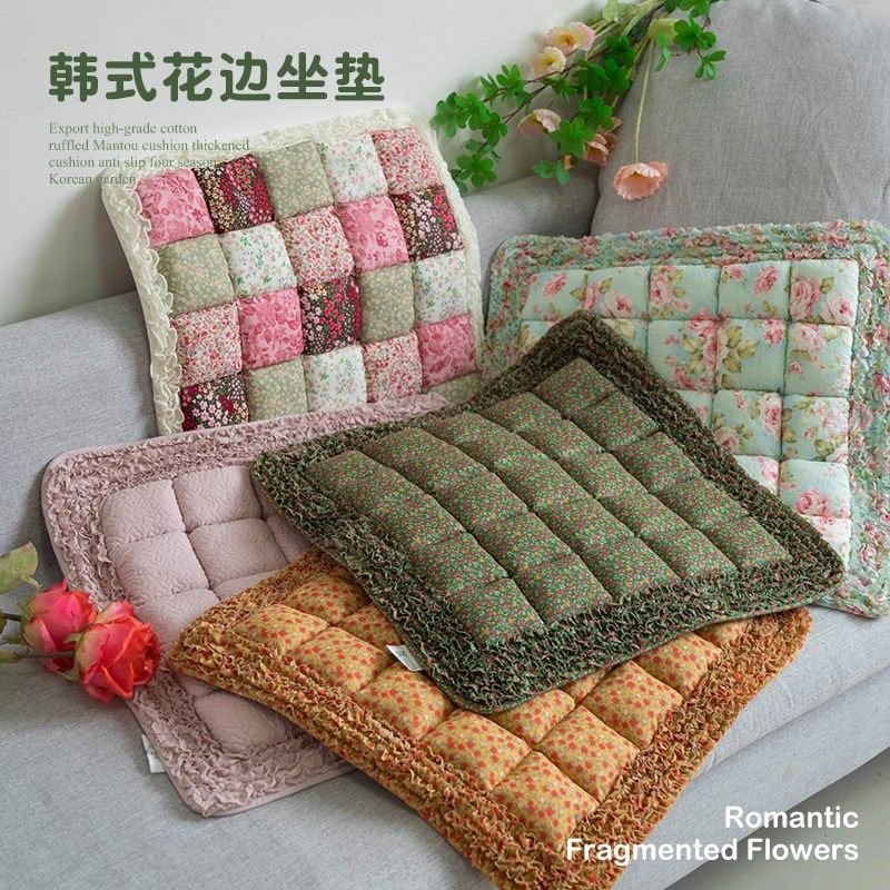 韩式碎花纯色绗缝加厚坐垫布艺椅子垫办公室座垫全棉防滑四季通用,居家布艺,椅垫,淘宝优惠券,粉丝福利购,淘宝优惠卷