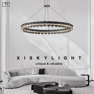 意式极简客厅吊灯现代简约高端设计感玻璃主卧室书房复式别墅楼灯