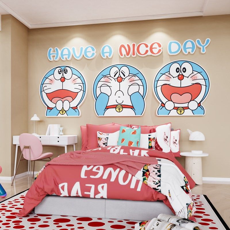 卡通哆啦梦3d立体墙贴纸画儿童房间布置男女孩卧室床头墙面装饰,家居饰品,文化墙贴,淘宝优惠券,粉丝福利购,淘宝优惠卷