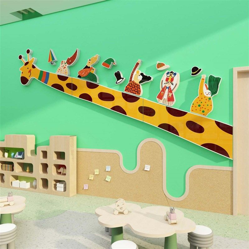 美术画教室布置走廊长颈鹿环创主题互动成品幼儿园墙面绘本装饰画,家居饰品,文化墙贴,淘宝优惠券,粉丝福利购,淘宝优惠卷