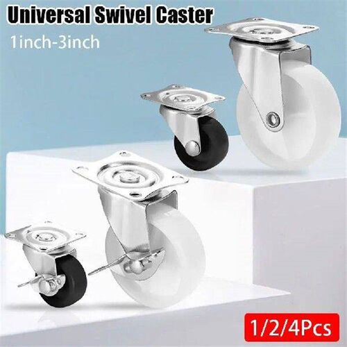 1/2/4Pcs Durable Heavy Duty Caster Wheel White Nylon Rubber