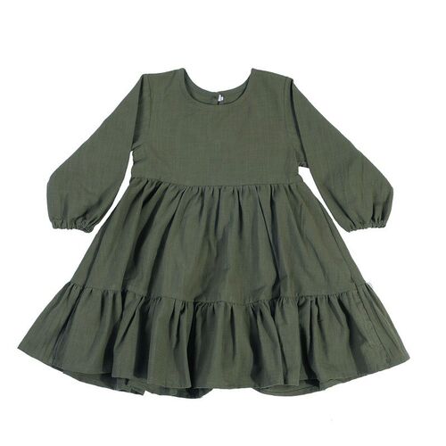 Spring Toddler Girls Dress Cotton Solid Full Sleeve Children