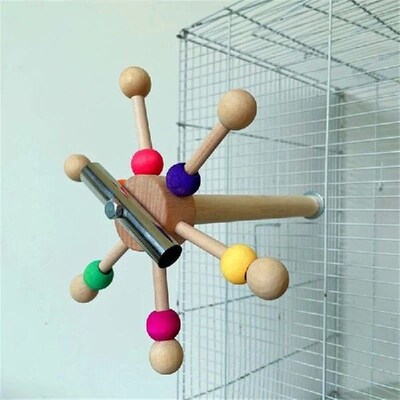 Wooden Sun Shaped Parrot Chewing Toy Educational Supplies