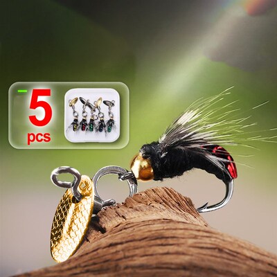 5pcs Fly Hooks Flies Insect Lures Bait Fly Fishing Decoy Bai