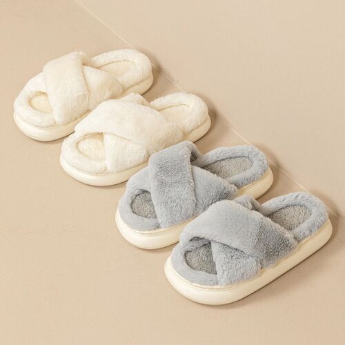 Cross Fur Slippers For Women Wearing Non-slip Indoor Thick-s