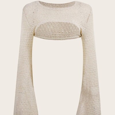 2025hollow Out Crop Sweater Solid Super Crop Sweater