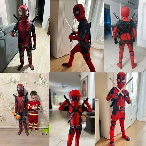 Superhero Childrens New Deadpool Bodysuit 3D Stereoscopic S