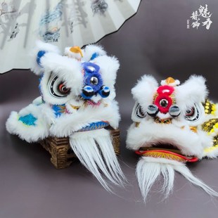 国潮醒狮摆件舞狮非遗创意手工迷你老夫子狮招财家居饰品开业送礼