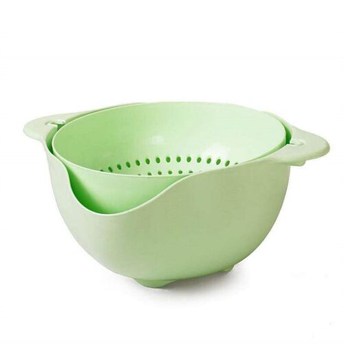 Double-layer vegetable washing basin with a draining basket,