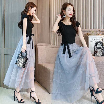 Summer Mesh Dress New Womens Clothing Feminine Elegant Skir
