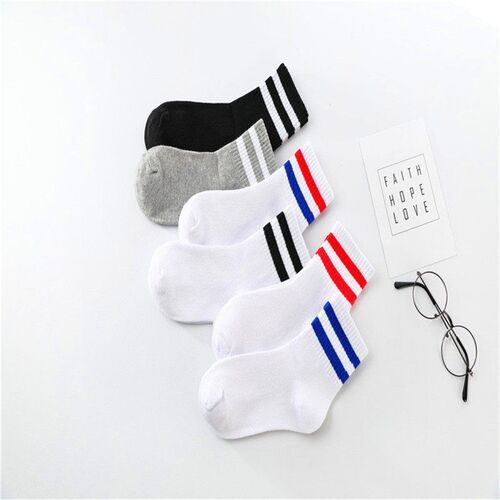 Childrens socks striped cotton white socks socks socks 2 ba