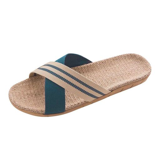 MenS Fashion Anti-Slip Linen Home Indoor Open Toe Flat
