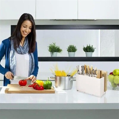 Kitchen Utensil Organizer Cooking Chopping Board Holder