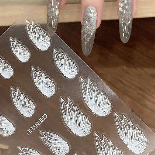 Angel Wings Nail Art Sticker Fairy Wings White Butterfly