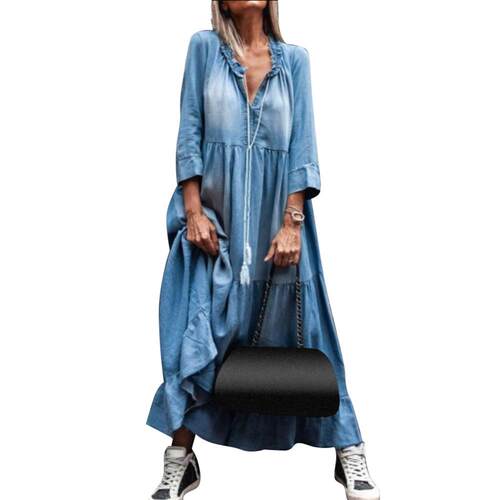 Loose / Sleeve Women Tassel Dress Vintage Plus size dress