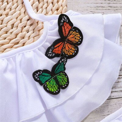 Girls Two-Piece Swimming Suits White Swimwear Children Beach