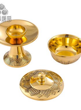 四季唐密 黄铜精工莲花型 茶汤器 黄铜供水杯贡杯 表面抛光打磨
