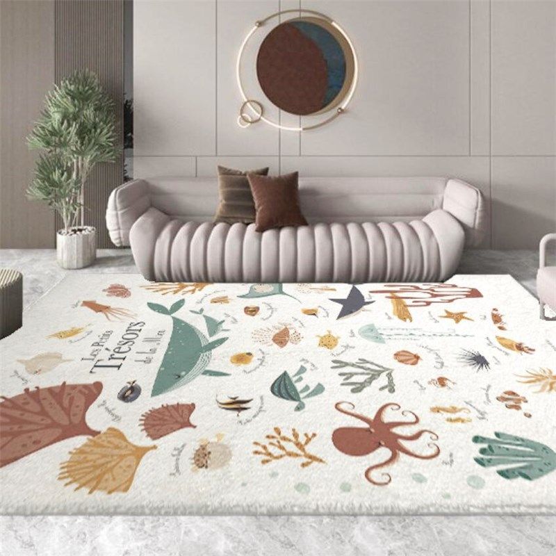 卡通儿童英文字母数字动物可爱地毯客厅茶几卧室短毛绒加厚垫子