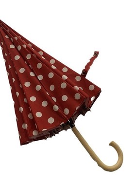 vintge港式长柄雨伞女波点1骨加大高级感折叠自动结实晴雨两用