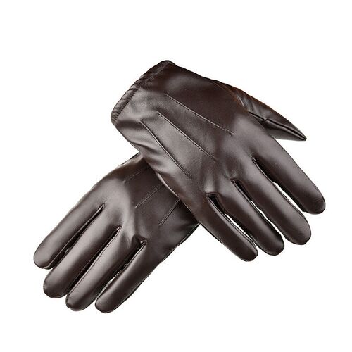 Winter Men Black Leather Gloves Anti-skid Touch Screen Outdo