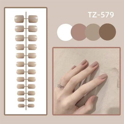 24pcs Detachable Short Square Head False Nails Solid Color B