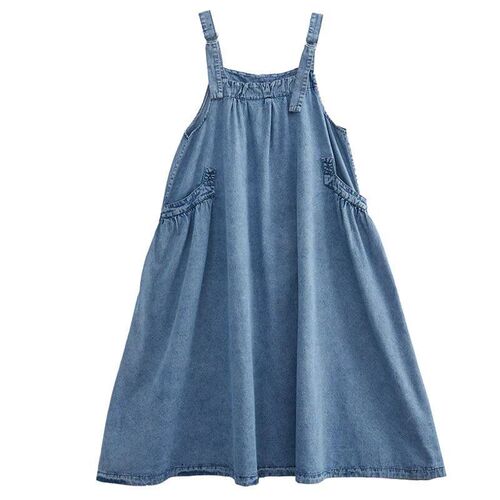 Loose Strap Skirt Denim Dress Women Oversized Long Dresses S
