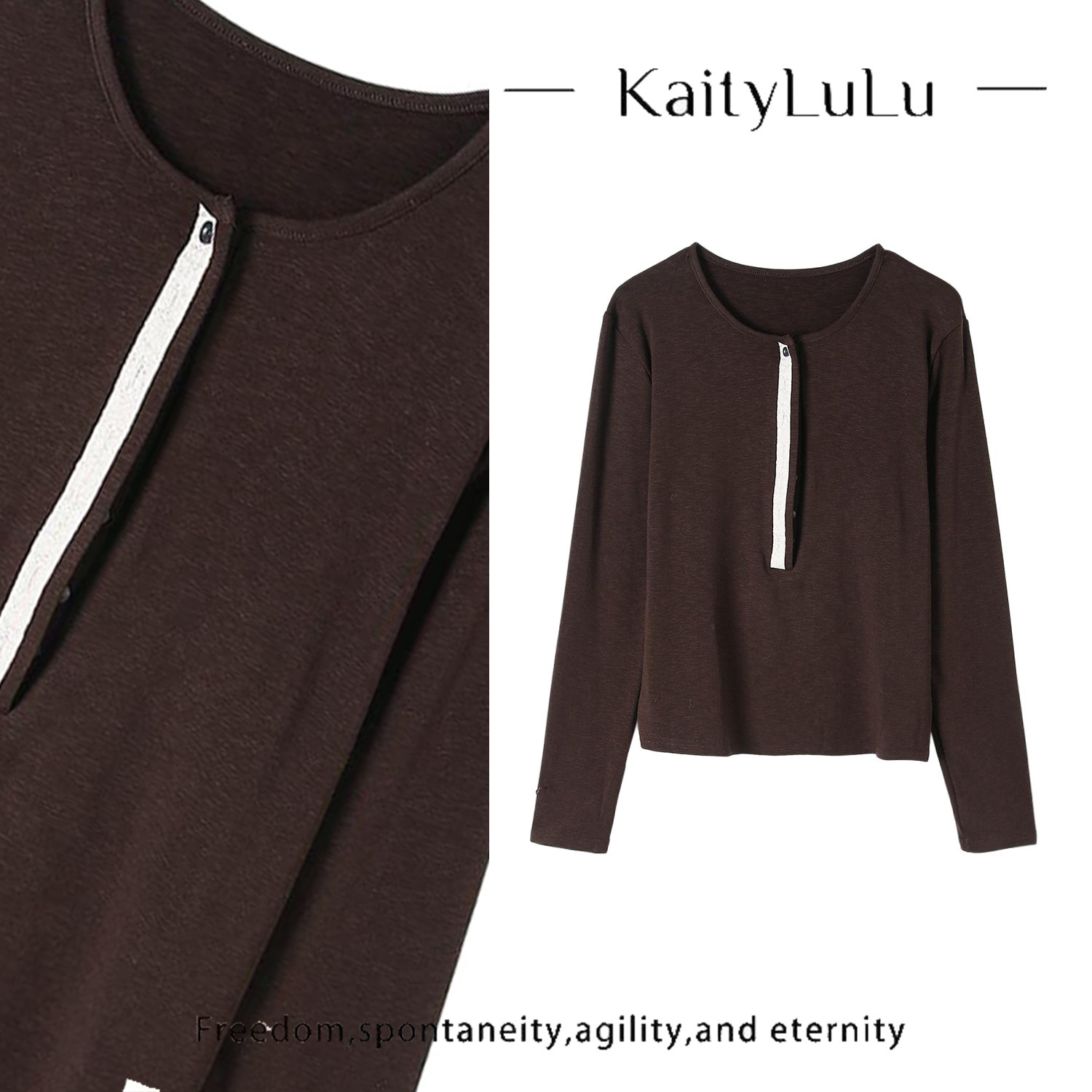 KaityLuLu【漫步米兰】 个性百搭撞色上衣KT903C127