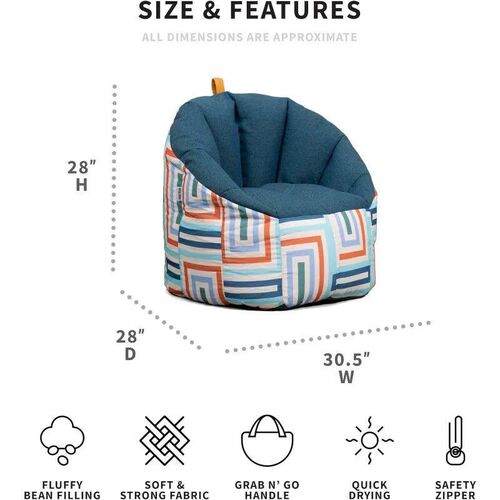 Outdoor Weatherproof Bean Bag Chair, Lakeshore/Aqua Glass Bl