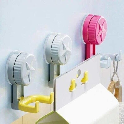 2Pcs Double Hooks Dopamine Suction Cup Hooks Reusable Punch