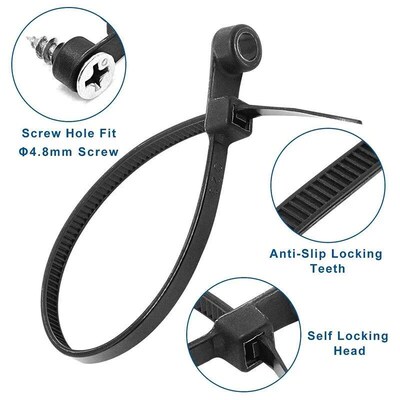 Mountable Cable Ties with Screw Hole Nylon Self Locking Loop