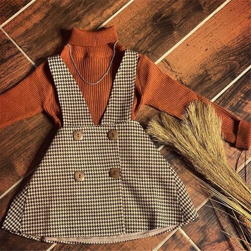 Girls Autumn Fashion Clothes Set 2 Pieces Suit Solid Turtlen