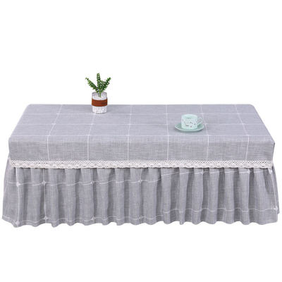 茶几桌布棉麻茶几罩防尘电视柜全包茶几桌垫格子长方形餐桌台布