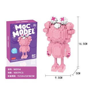 14cm High Cute Cartoon Bear Brick Assemble 1000pcs+ Model Di