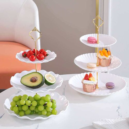 Light luxury three layer fruit tray dessert table Multi laye