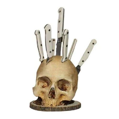 Skull Head Sculpture Statue Cutter Stand Skull Head