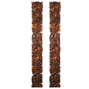 特惠泰国木雕花板原木色南瓜镂空挂饰东南亚装修装饰花片壁挂