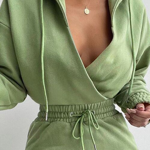 New Casual Long Sleeve V Neck Lowcut Grey Dress Flap Detail