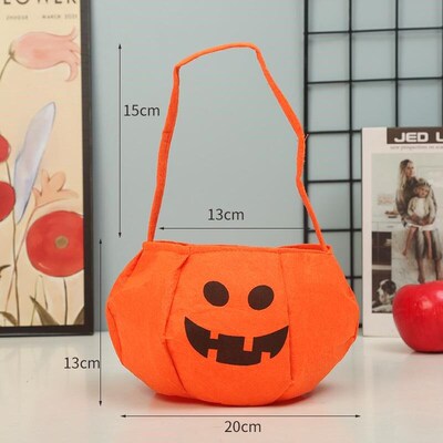 2pcs Halloween Decoration Handheld Pumpkin Bag万圣节南瓜袋