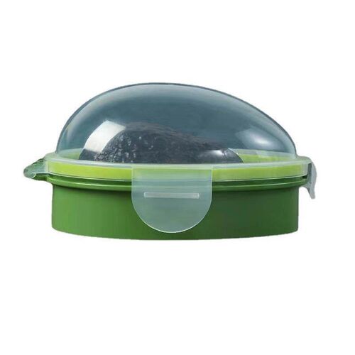 Half-round transparent lid storage box for home kitchen, avo