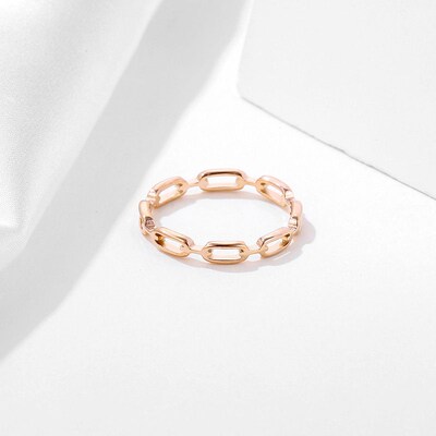 Laser Cut Titanium Steel Chain Ring Women Ins Distinctive Sq