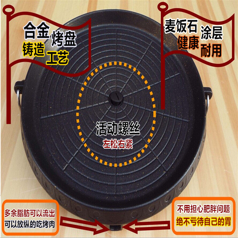 韩国烤盘 韩国烧烤盘 烧烤锅 麦饭石烤锅 不沾烤锅 无烟漏油烤锅