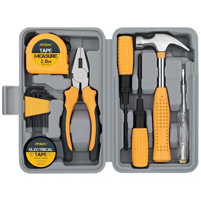 Hi-Spec 13-Piece Home & Office Yellow DIY Hand Tool Kit Set