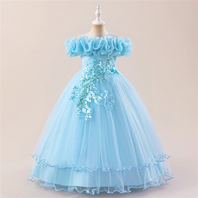 Girls Dress Childrens Beaded Flower Shoulder Wedding Dress
