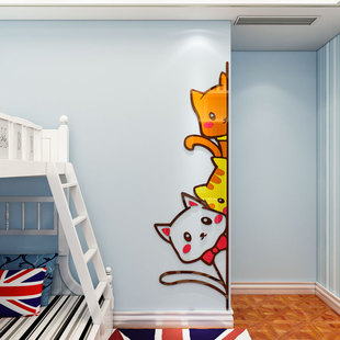 儿童房间布置男女孩宝卧室墙面装饰品床头背景门上卡通动物贴纸画