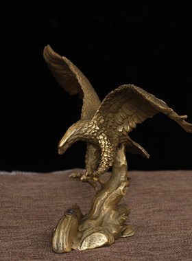 古叶家居纯黄铜宏图老鹰摆件办公室家居桌面中式工艺品装饰品