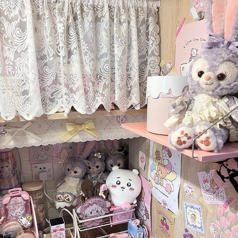 宿舍下桌免打孔遮挡帘蕾丝公主风女大学生寝室柜子书桌遮丑帘穿杆,居家布艺,柜类遮挡帘,淘宝优惠券,粉丝福利购,淘宝优惠卷